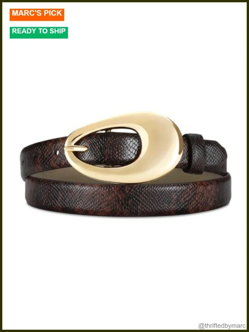 Synthetic Leather Belt with Shiny Oval Buckle for Casual Formal Wear